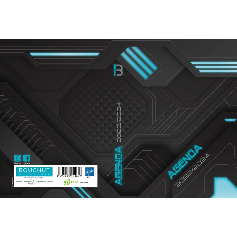 3592930021493-Agenda Techno - 1 jour par page - 12,5 x 17,5 cm - bleu - Bouchut-P_405129386_1-0