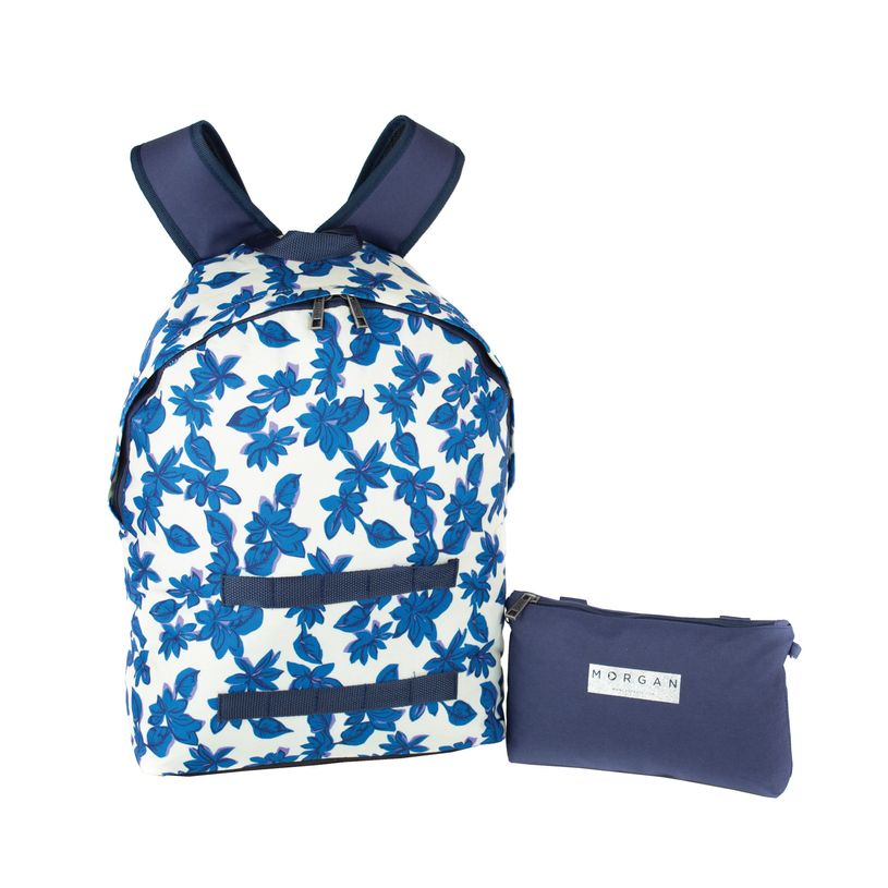 3020120190358-Sac à dos Morgan avec 2 poches détachables - 1 compartiment - bleu/écru - Hamelin-P_405129584_2-1
