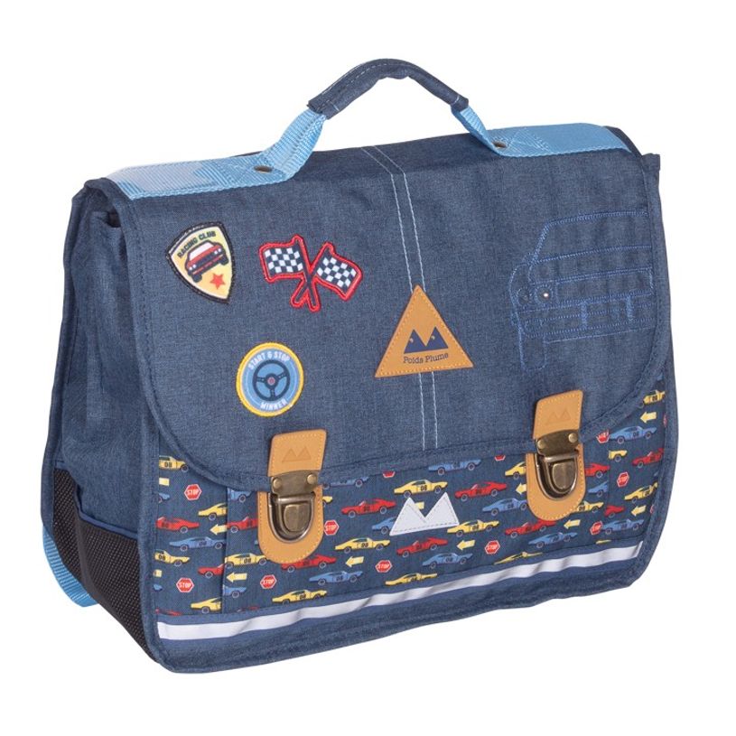3661507113418-Cartable Poids Plume Vroum - 38 cm - 2 compartiments - bleu marine - Kid'Abord-P_405130137_1-0