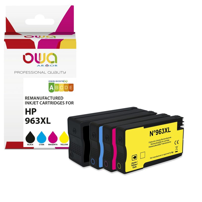 3112539860974-Cartouche compatible HP 963XL - 3JA30AE  - pack de 4 - cyan, magenta, jaune, noir - OWA-P_405131144_1-0