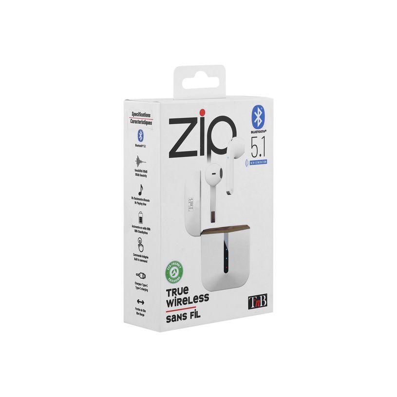 3303170103180-T'nB ZIP - Kit main libre - écouteur sans fil bluetooth - blanc-P_405131536_4-3