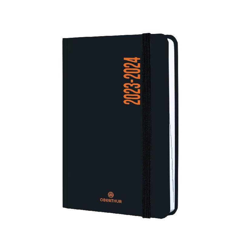 3664447149882-Agenda à élastique Alabama - 1 jour par page - 12,5 x 17,5 cm - noir et orange - Oberthu-P_405131922_1-0