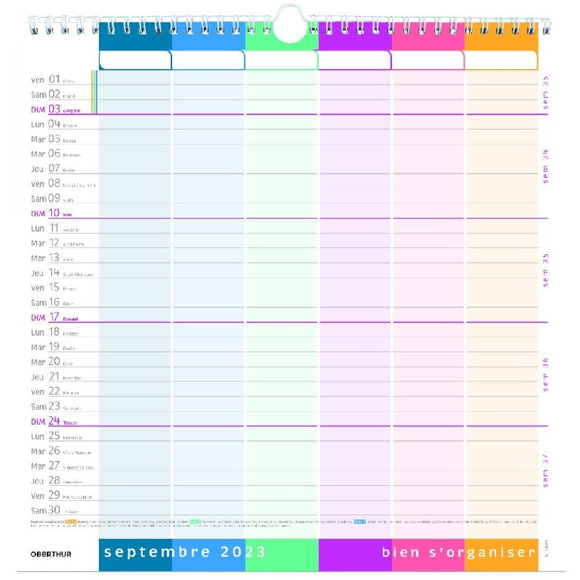 3664447138664-Calendrier mensuel Bien S'organiser - 12 feuilles - 30 x 30 cm - Oberthur-P_405132143_3-1