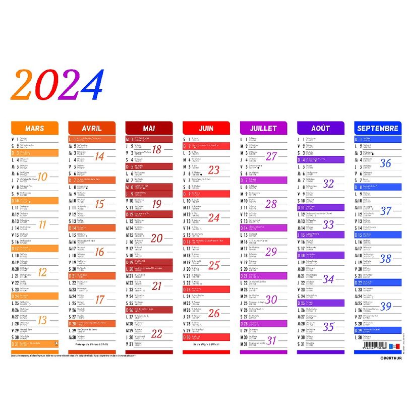 3664447138480-Calendrier Arc en Ciel - 7 mois par face - 43 x 55 cm - Oberthur-P_405132151_2-1