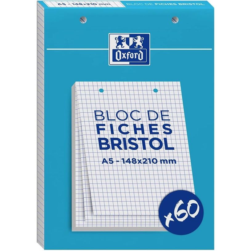 3020120196077-Oxford - Pack de 60 Fiches Bristol - A5 - petits carreaux - perforées - blanc-P_405132755_1-0