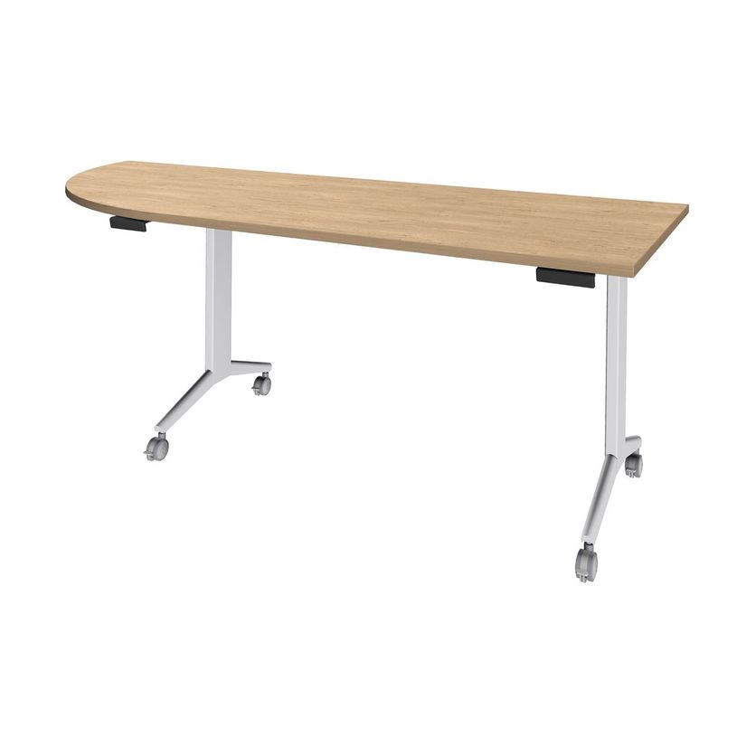 3253310160491-Table de réunion abattantes angle à gauche - L200 x P80 cm - pied blanc - plateau imitat-P_405133451_1-0