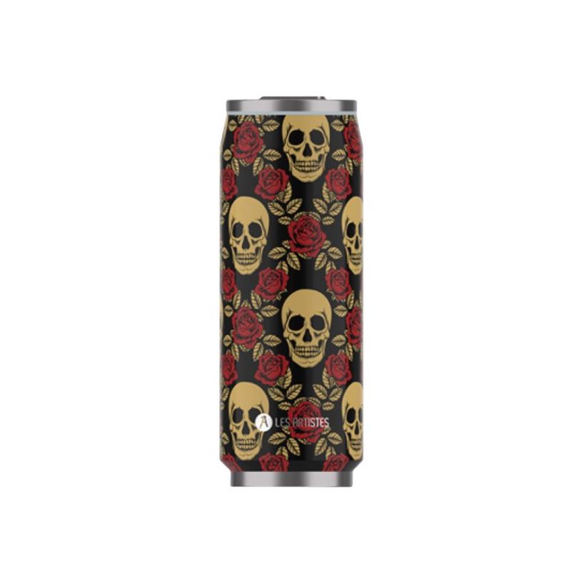 3614300086335-Les Artistes Paris - Canette isotherme - rose et tête de mort - 500 ml - acier inoxydable-P_405133550_1-0