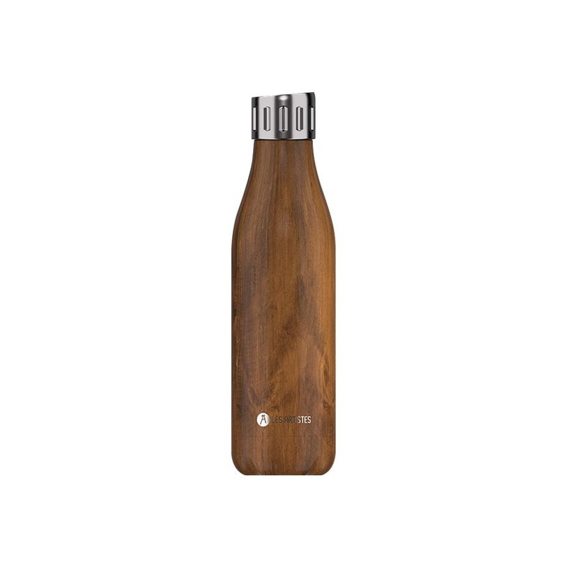3614300043192-Les Artistes Paris - Gourde Bouteille isotherme 500 ml - bois - bouchon sport - acier inox-P_405133608_1-0