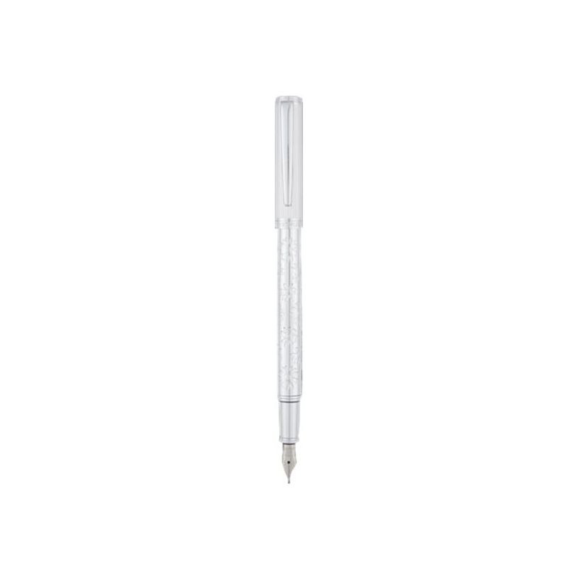 3664447130729-Oberthur Miraflores - Stylo plume - chromé motif floral-P_405133751_1-0