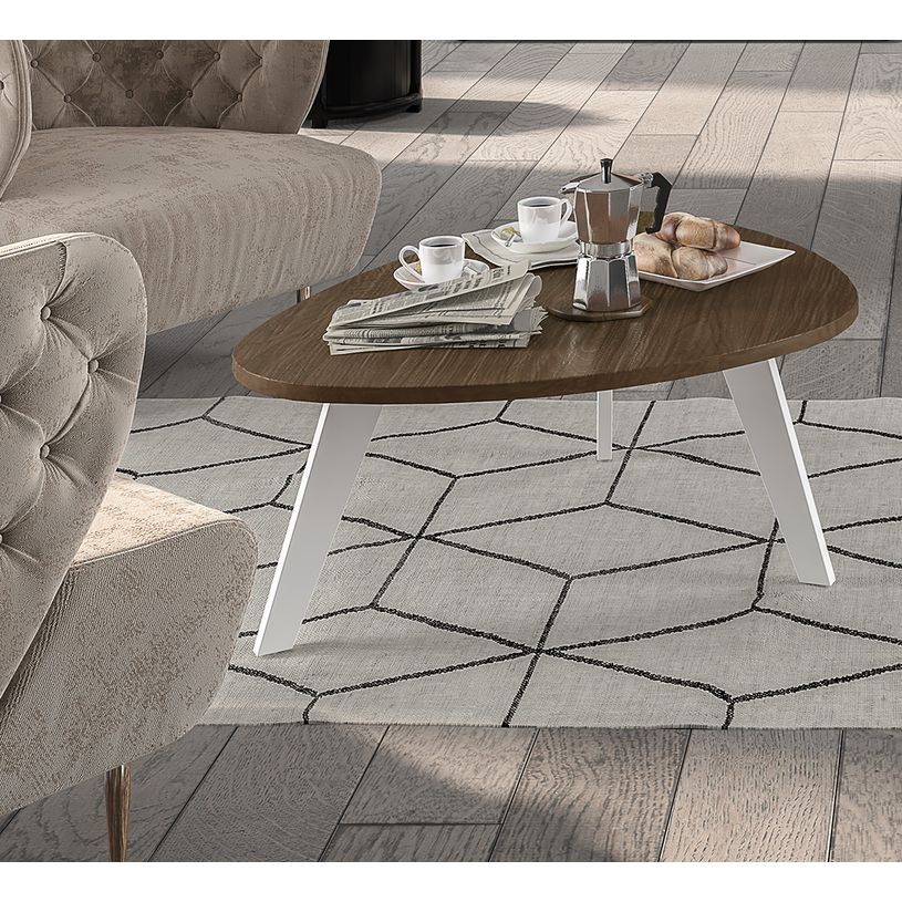3253310179790-Table basse galet - L100xH42xP90/80 - pied blanc - plateau imitation noyer-P_405134565_2-1