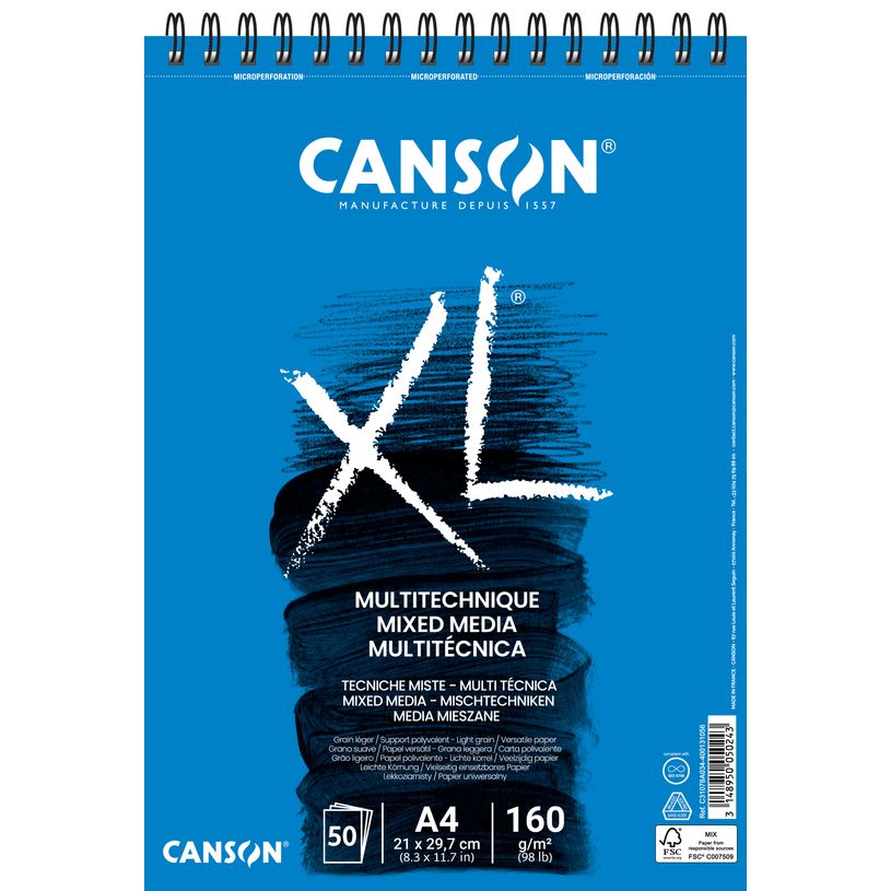 3148950050243-Canson XL - Bloc dessin à spirale - 50 feuilles - A4 - 160 gr - blanc-P_405140669_1-0