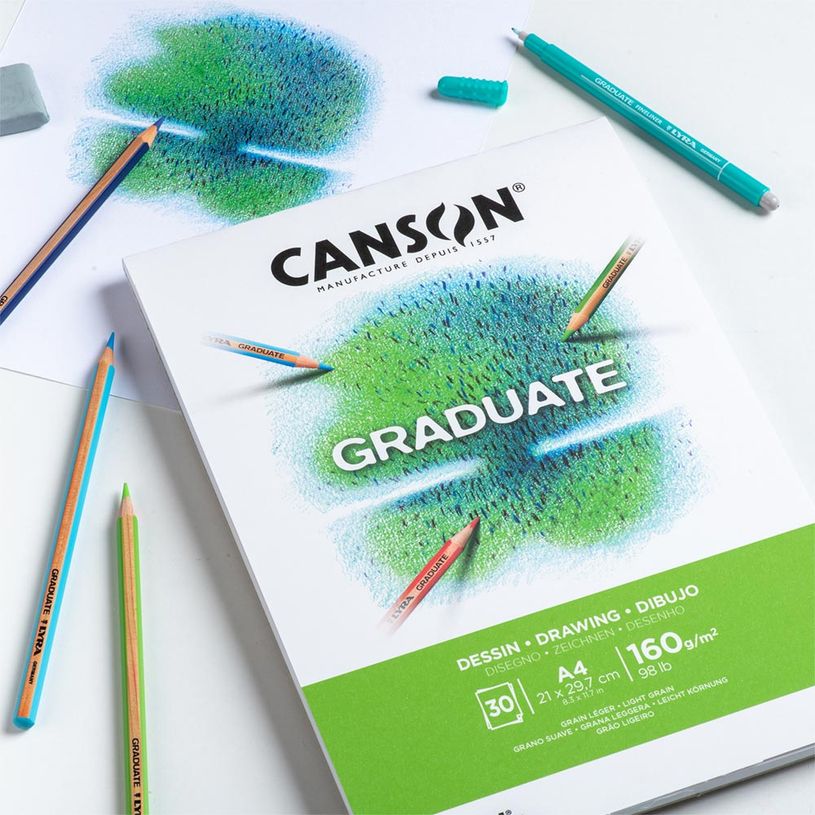 3148950009326-Canson Bloc de dessin Graduate Dessin - Papier blanc résistant grain léger - 30 feuilles-P_405141157_1-0