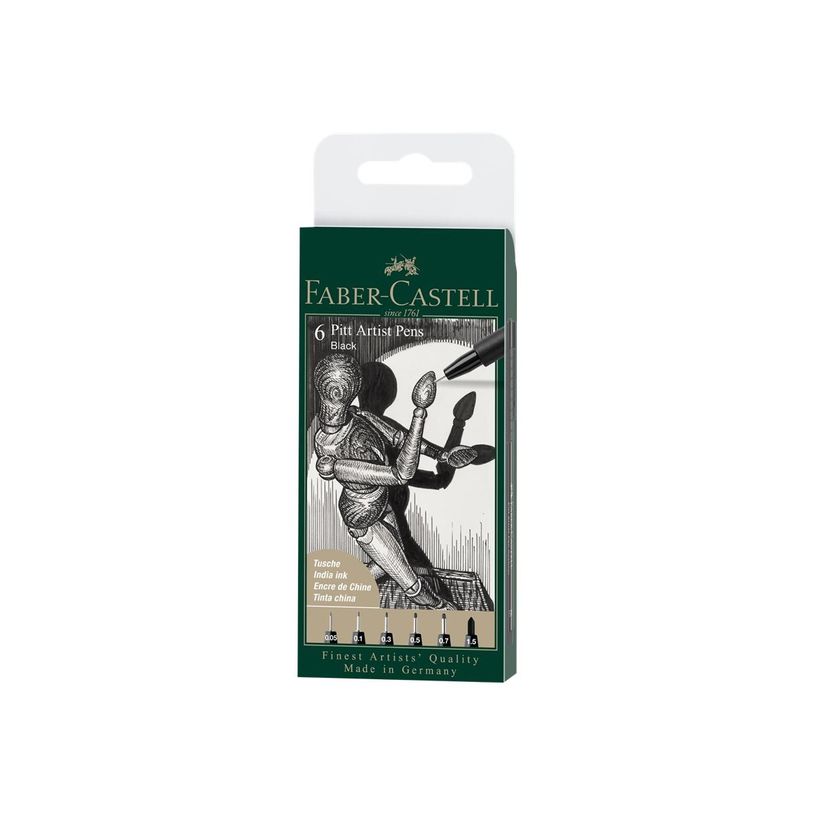 4005401671541-Faber-Castell PITT Artist Pen - Lot de 6 feutres noir - différentes pointes-P_405142024_1-0
