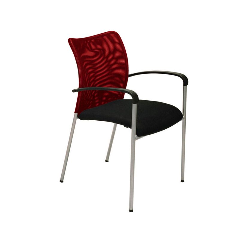 0404051443456-Lot de 4 chaises JULIA - avec accoudoirs - assise noire et dossier rouge-P_405144345_1-0