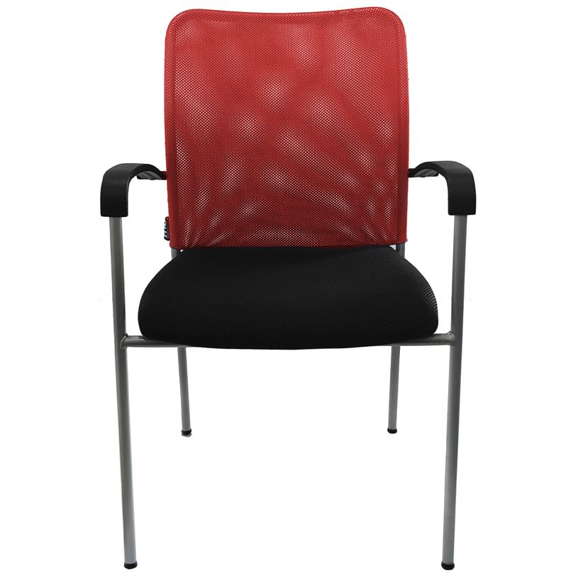 0404051443456-Lot de 4 chaises JULIA - avec accoudoirs - assise noire et dossier rouge-P_405144345_2-1