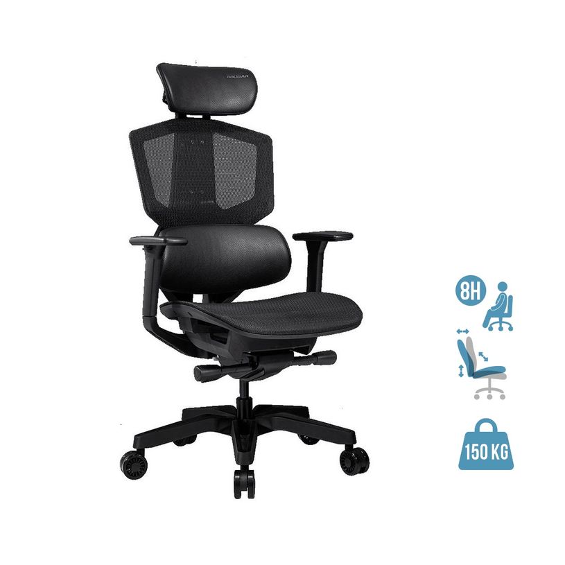 4710483774089-Fauteuil gamer ARGO One Black - accoudoirs réglables - appuie-tête intégré - noir-P_405144744_1-0