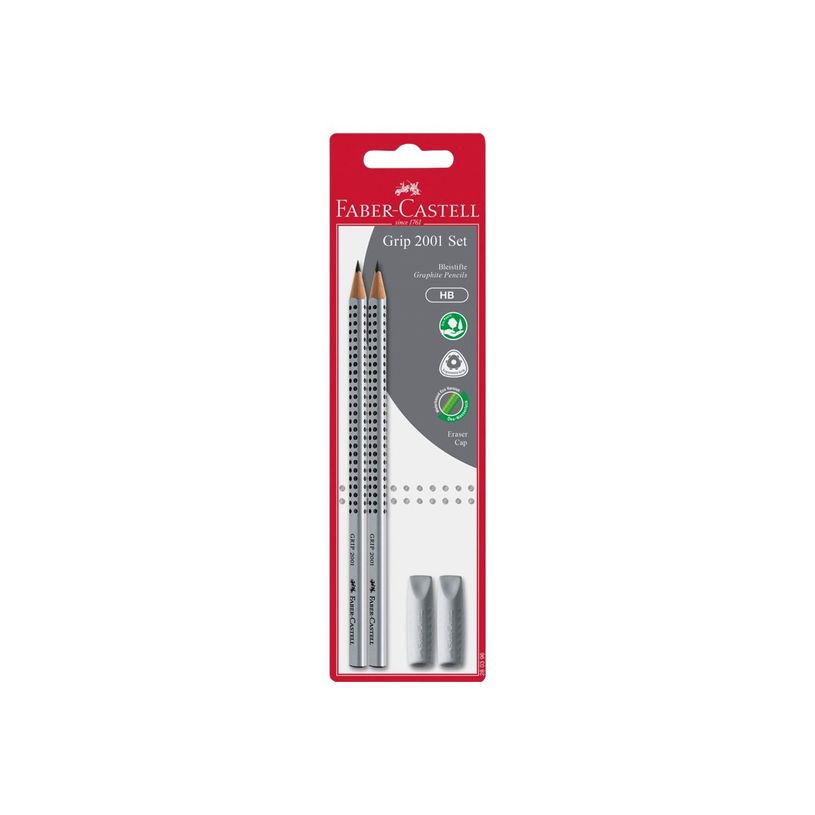 4005402803965-Faber-Castell Grip 2001 - Set de 2 crayons à papier + gommes - HB-P_405145766_1-0