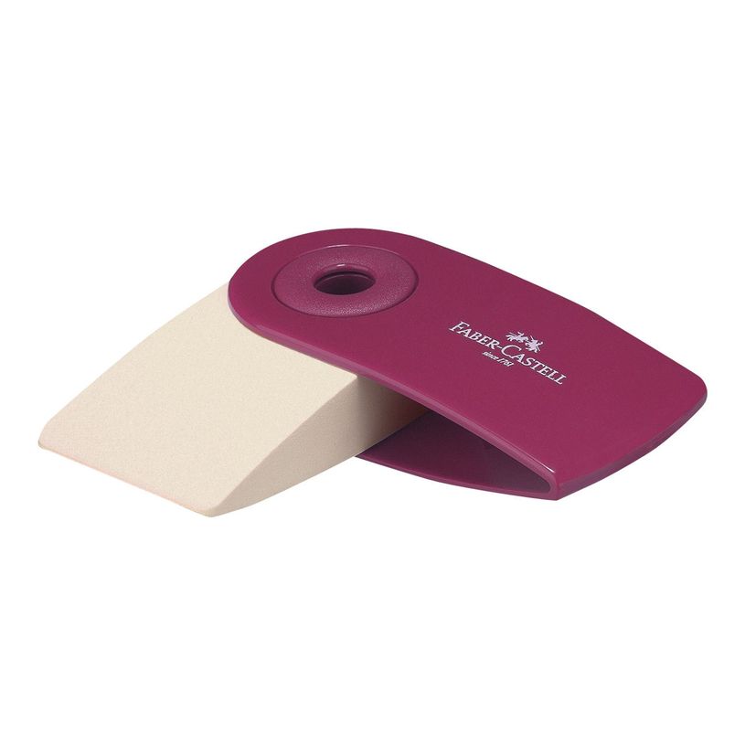9556089824118-Faber-Castell - Gomme Sleeve Mini - Avec étui de protection pivotant - Blanc-P_405145768_2-1