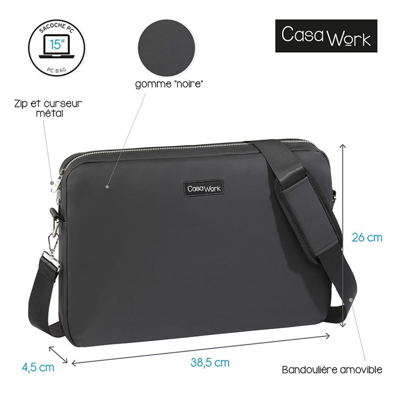 3135257523570-Viquel Casawork - Sacoche pour ordinateur portable 15″ - Gomme Noire-P_405145866_4-3