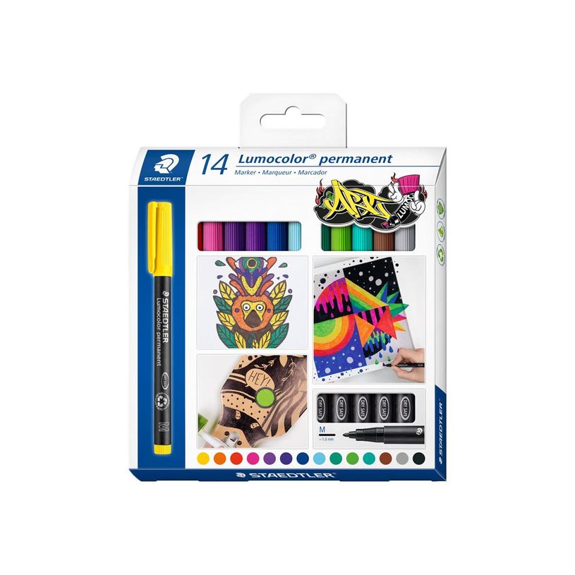 4007817086049-STAEDTLER Lumocolor 317 - Pack de 14 marqueurs permanents - Pointe moyenne - Couleurs asso-P_405145965_1-0