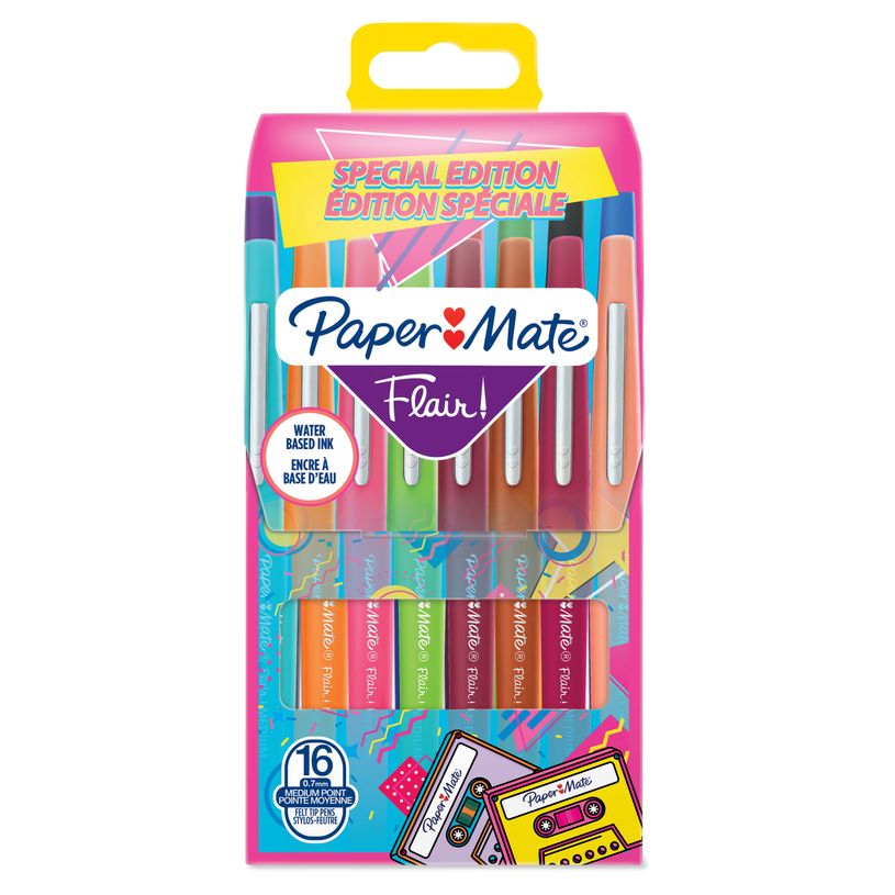 3026981806254-Paper Mate Flair Retro Wave - Pack de 16 feutres pointe moyenne - couleurs assorties - dif-P_405147868_2-1