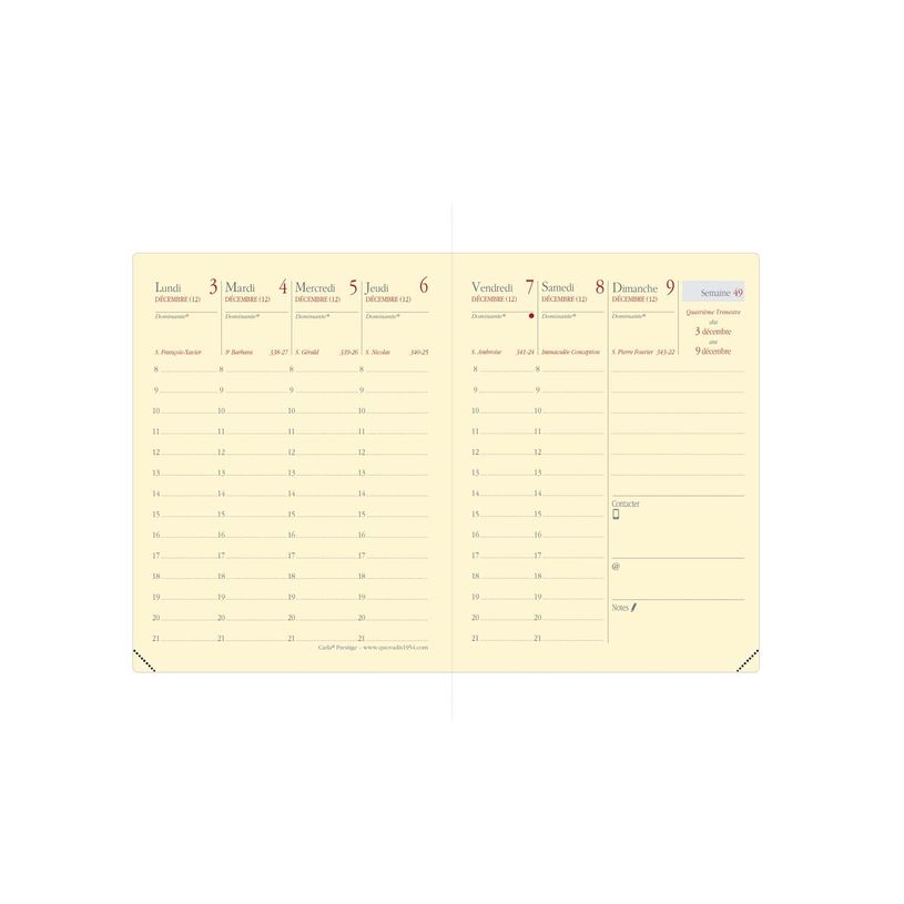 3371010498840-Agenda Marlow Carla Prestige avec répertoire - 1 semaine sur 2 pages - 8 x 10,5 cm - camel - Quo Vadis--1