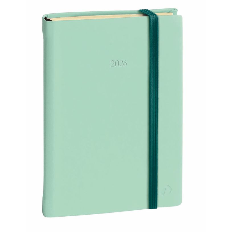 3371010500871-Agenda à élastique Silk President Prestige - 1 semaine sur 2 pages - 21 x 27 cm - vert - Quo Vadis--0