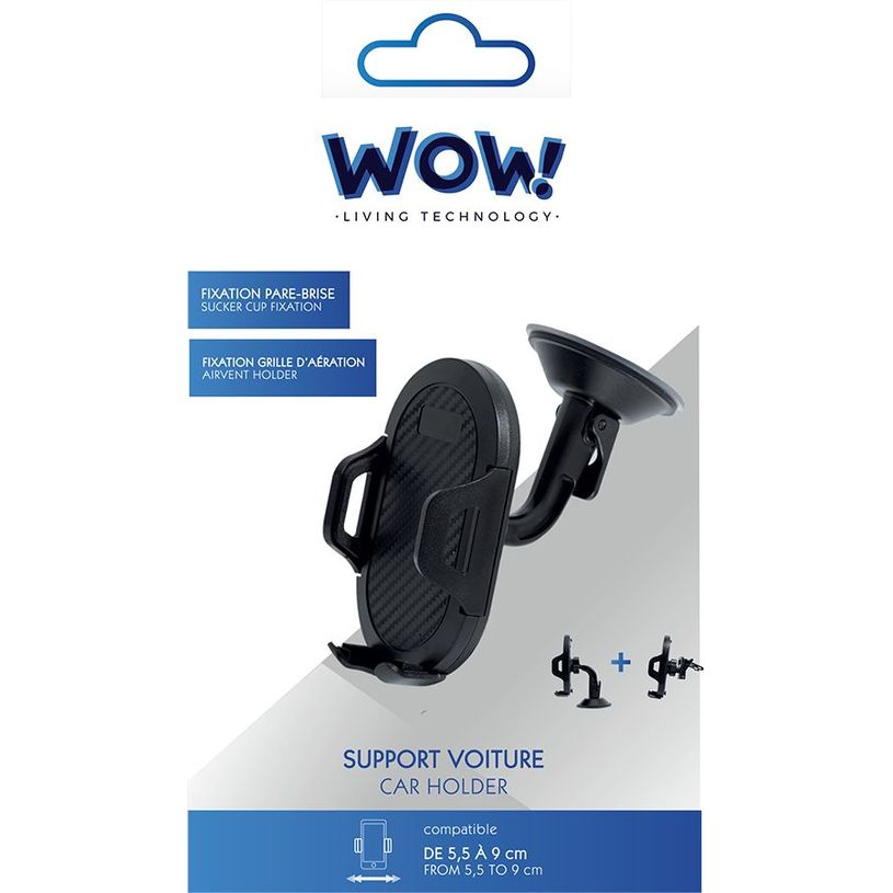 3571211504849-Bigben WOW - Support Voiture Ajustable 2 en 1 sur Pare-brise + Ventilation Noir -P_405148783_2-1