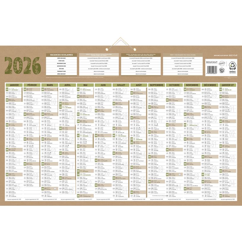 3592930026627-Bouchut Natura - Calendrier bancaire 7 mois par face - 43 x 65 cm - beige--0