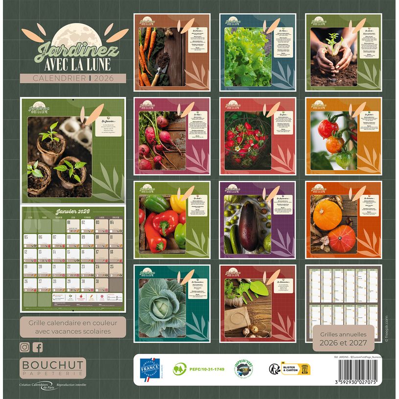 3592930027075-Calendrier illustré BOUCHUT 30 x 30 cm JARDINEZ 70 %--2