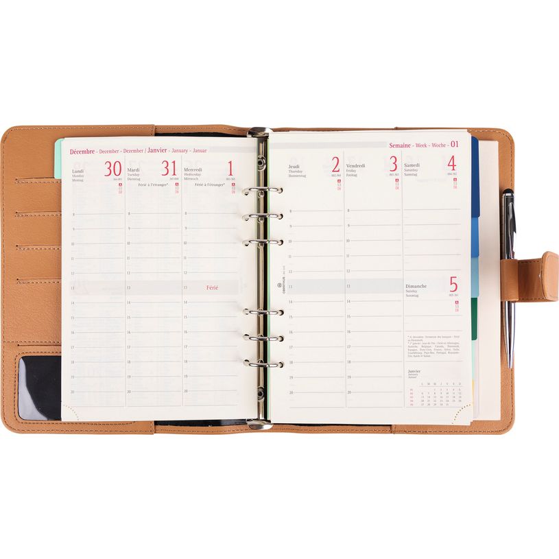 3664447161860-Organiseur Milano - 19 x 23 cm - camel - Oberthur-P_405149335_2-1