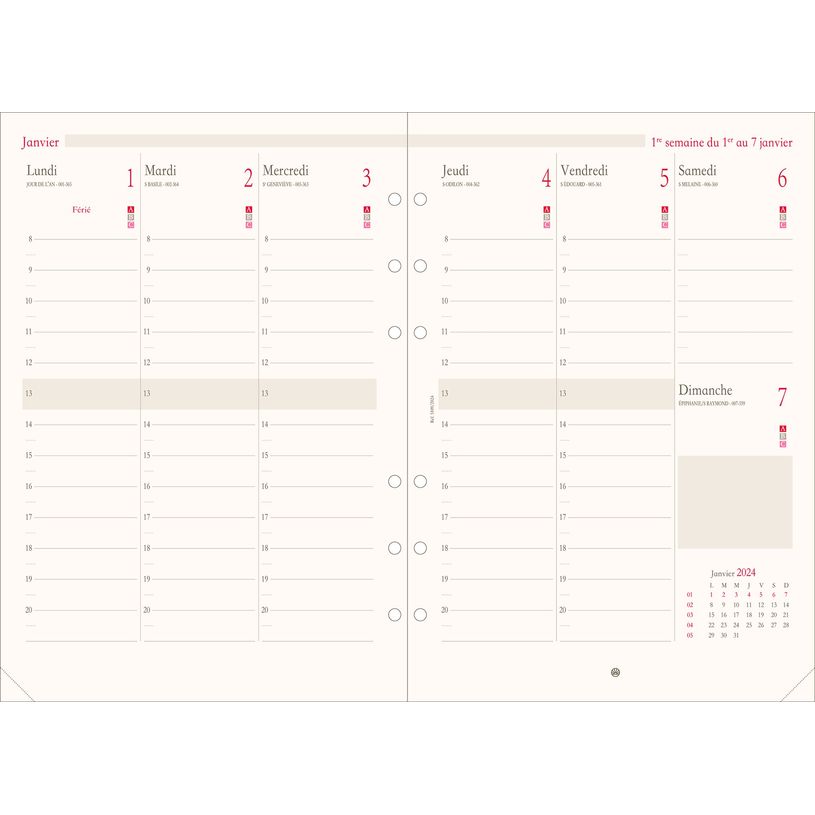 3664447156316-Oberthur - Recharge pour organiseur - 1 semaine sur 2 pages (semainier français) - 14,5 x-P_405149363_1-0