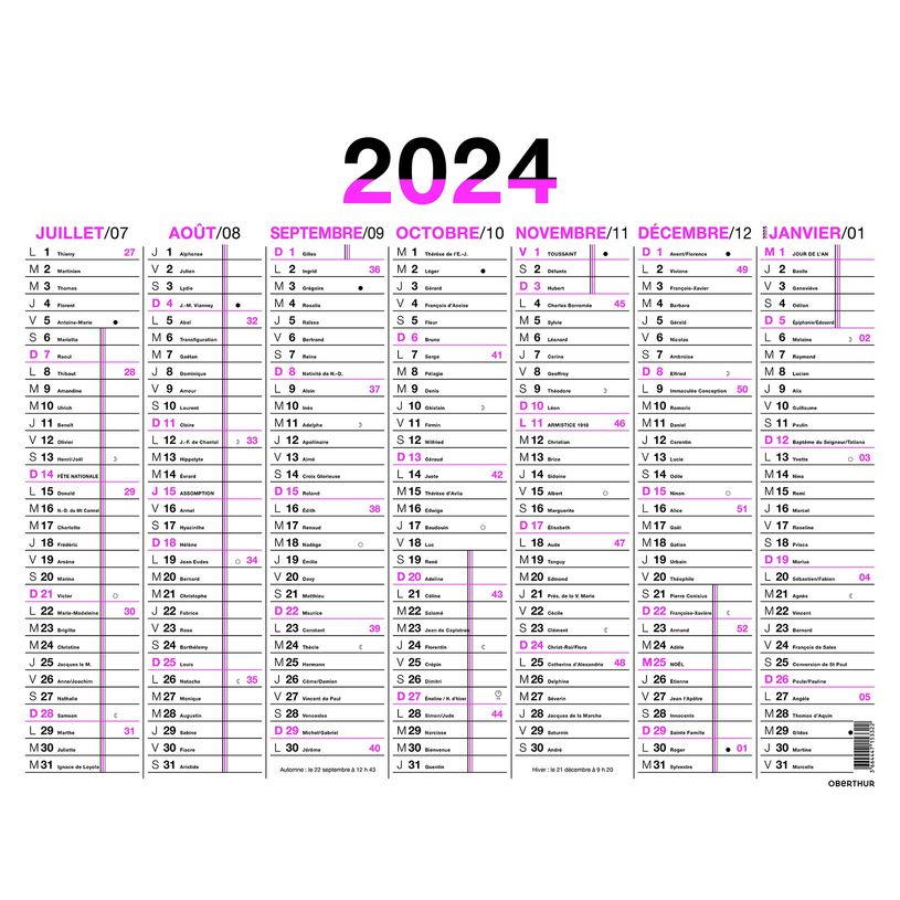 3664447154725-Calendrier Fluo - 7 mois par face - 21 x 26,5 cm - rose - Oberthur-P_405149390_2-1