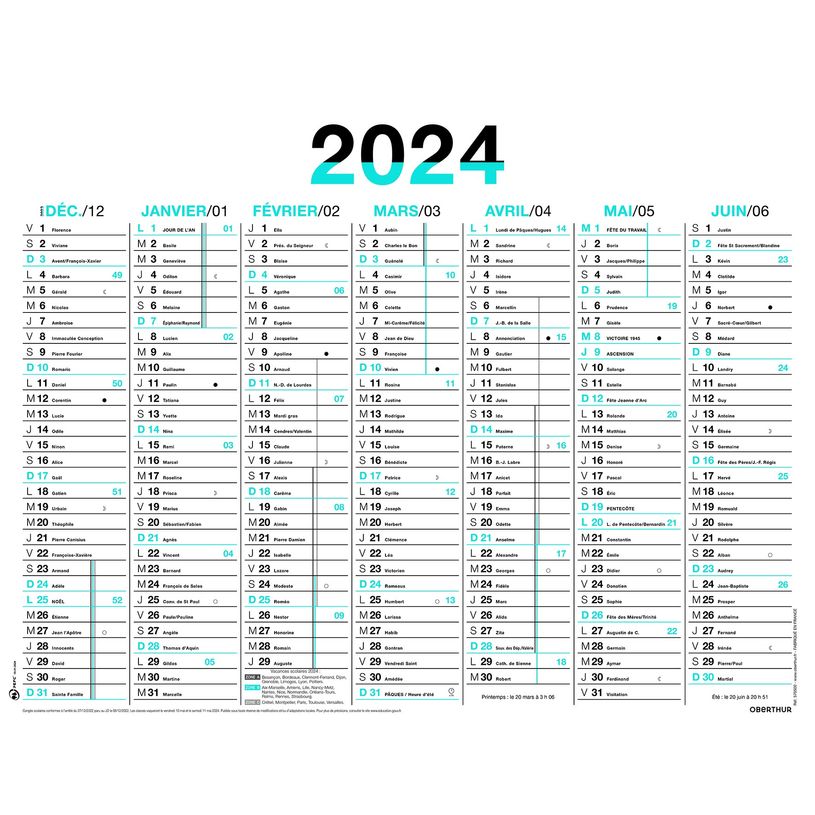 3664447154732-Calendrier Fluo - 7 mois par face - 21 x 26,5 cm - bleu - Oberthur-P_405149391_1-0