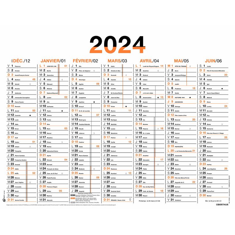 3664447154787-Calendrier Fluo - 7 mois par face - 32 x 42 cm - orange - Oberthur-P_405149396_1-0