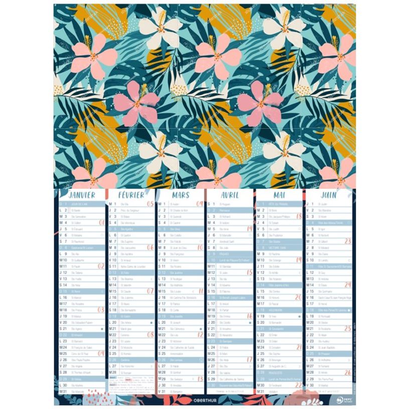 3664447154848-Calendrier Poster or - 6 mois par face - 32 x 42 cm - Oberthur-P_405149428_1-0