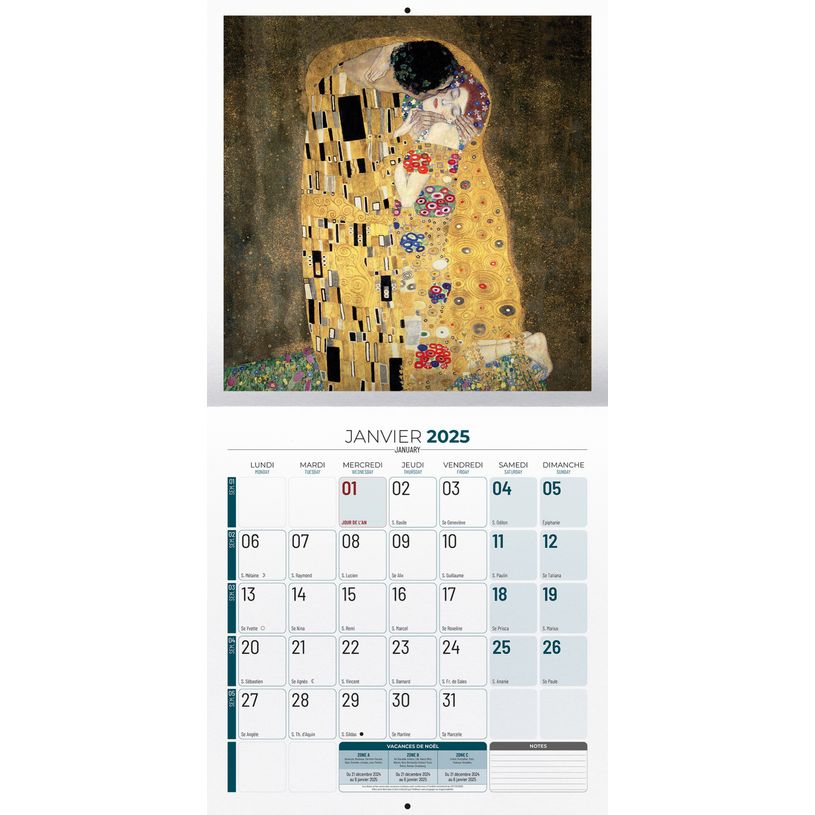 3592930027181-Calendrier illustré BOUCHUT 30 x 30 cm KLIMT 70 %-P_405149832_2-1