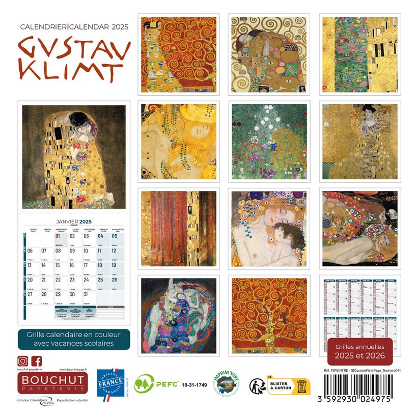 3592930027266-Calendrier illustré BOUCHUT 15 x 15 cm KLIMT 70 %-P_405149841_3-2