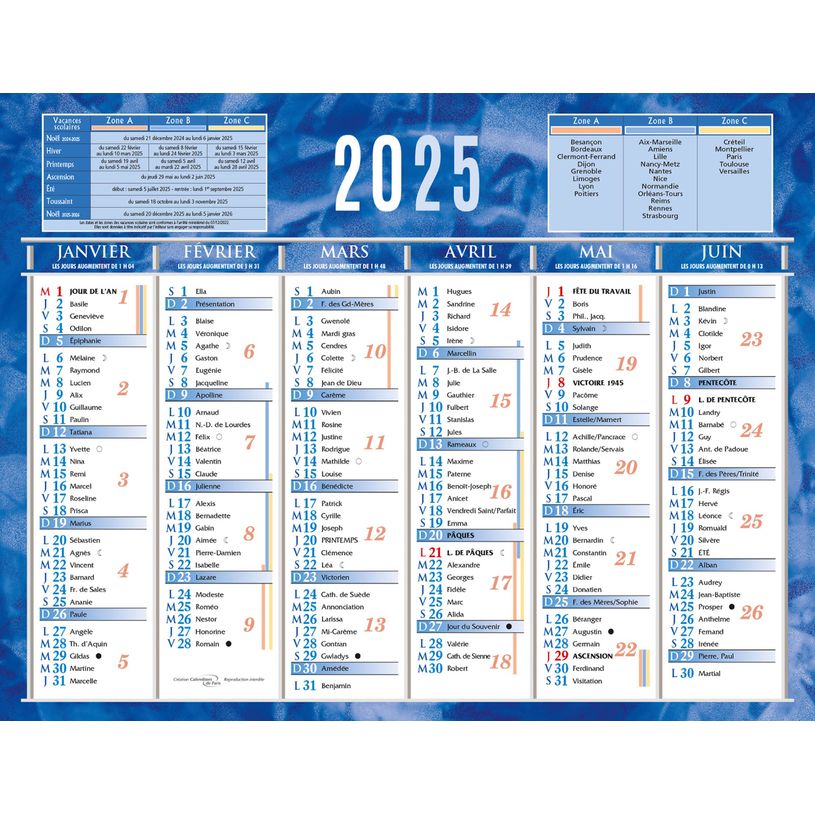 3592930026429-Calendrier bancaire année civile BOUCHUT "205 Bleu" 13,5 x 17, 5 cm coloris bleu 70 %-P_405149979_1-0