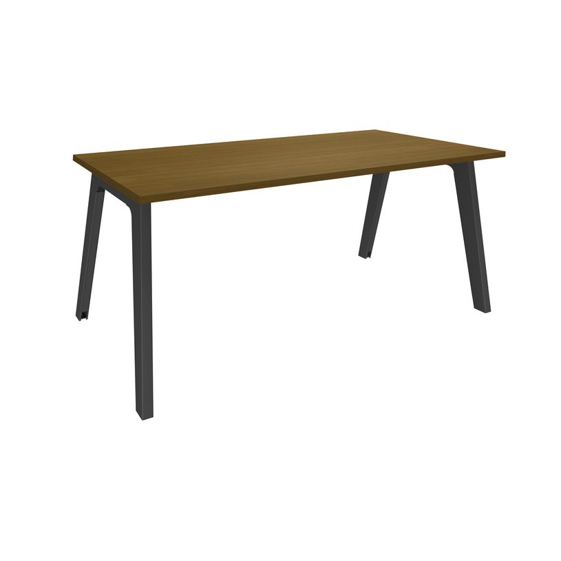 3253310422728-Bureau simple STEELY - L160 cm - Pieds carbone - plateau imitation noyer-P_405150741_1-0