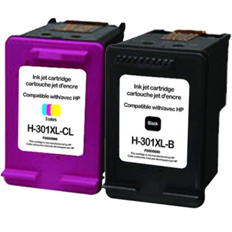3584770130213-Cartouche compatible HP 301XL - Pack de 2 - noir, cyan, magenta, jaune - Uprint-P_405150783_2-1