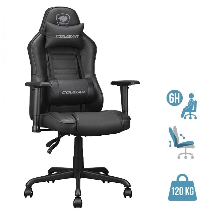 4710483775178-Fauteuil gamer FUSION S Black - accoudoirs réglables - appui-tête intégré - noir-P_405150794_1-0