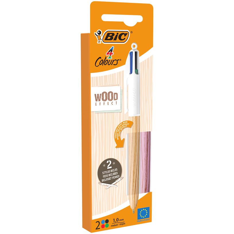 3086123693265-BIC 4 Couleurs - Stylo bille 4 couleurs - bois - bleu, rouge, vert, noir - 1 mm - moyen - -P_405150847_1-0
