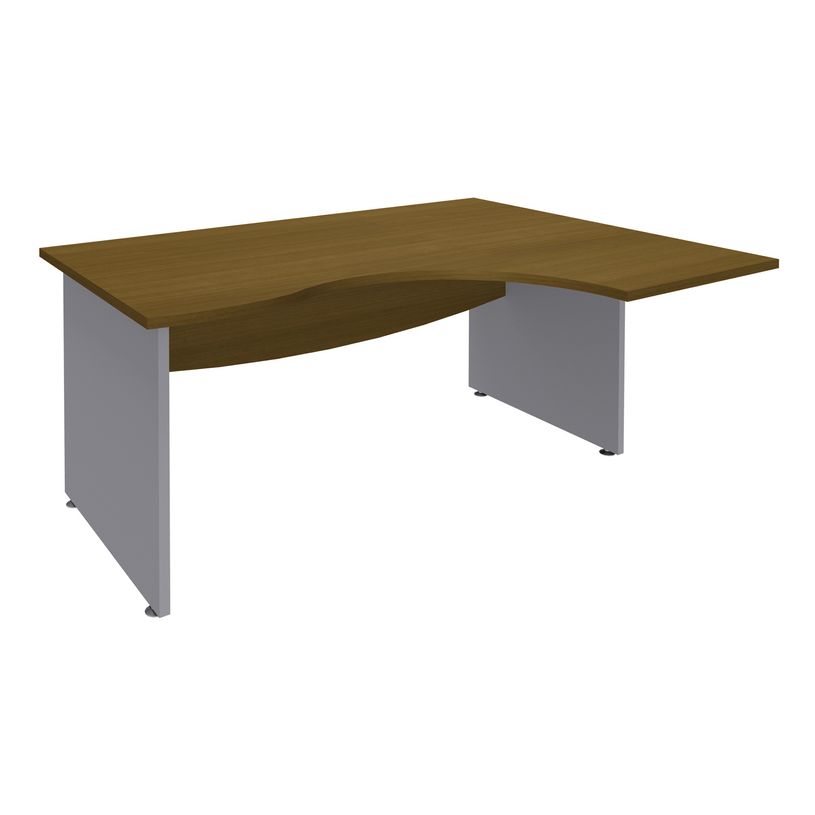 3253310268838-Bureau compact à droite DUAL - L160 cm - Pieds Alu - plateau imitation noyer (Pieds de renfort ou caisson bout de bureau obligat-P_405152136_1-0