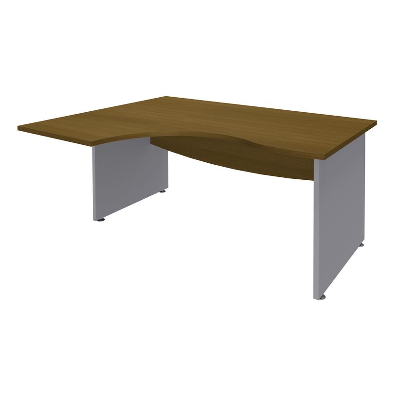 3253310294981-Bureau compact à gauche DUAL - L160 cm - Pieds Alu - plateau imitation noyer (Pieds de renfort ou caisson bout de bureau obligat-P_405152142_1-0