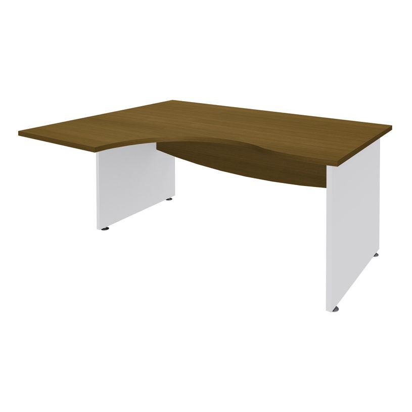 3253310491861-Bureau compact à gauche DUAL - L180 cm - Pieds blanc - plateau imitation noyer (Pieds de renfort ou caisson bout de bureau obligat-P_405152147_1-0