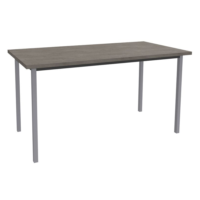 3253310203723-Table de réunion rectangulaire - 160 x 80 cm - Pieds carrés aluminium - imitation chêne-P_405152176_1-0