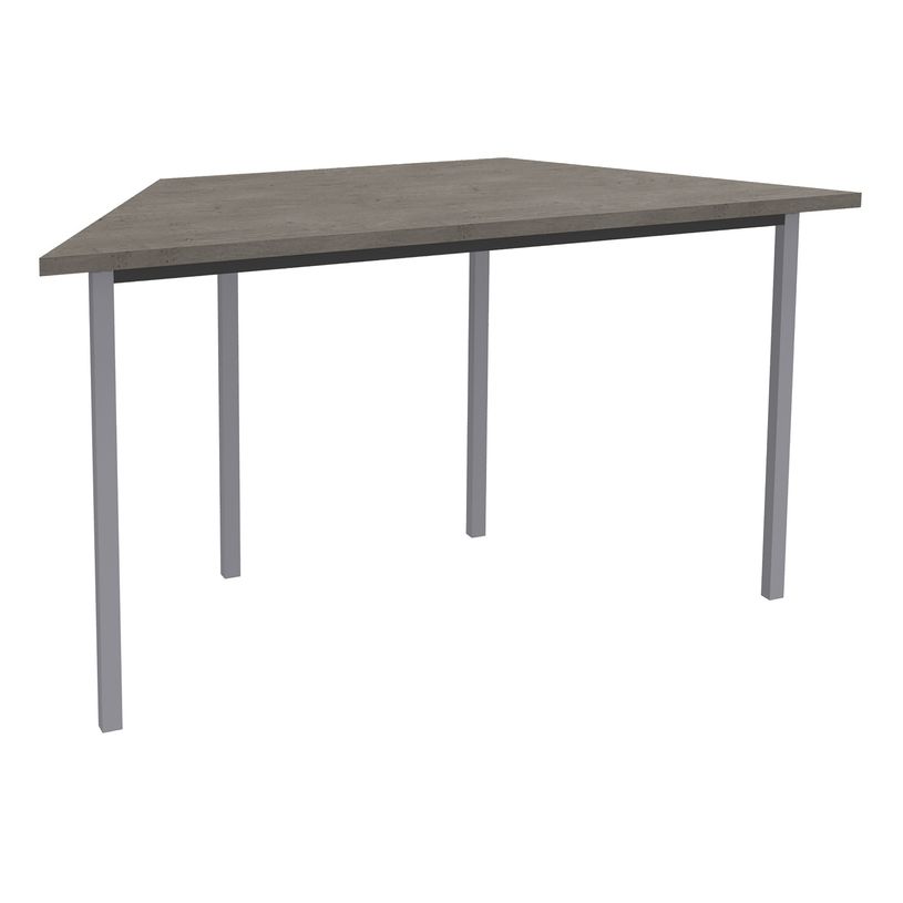 3253310203570-Table de réunion trapèze - 140 x 70 cm - Pieds carrés aluminium - imitation chêne gris-P_405152177_1-0