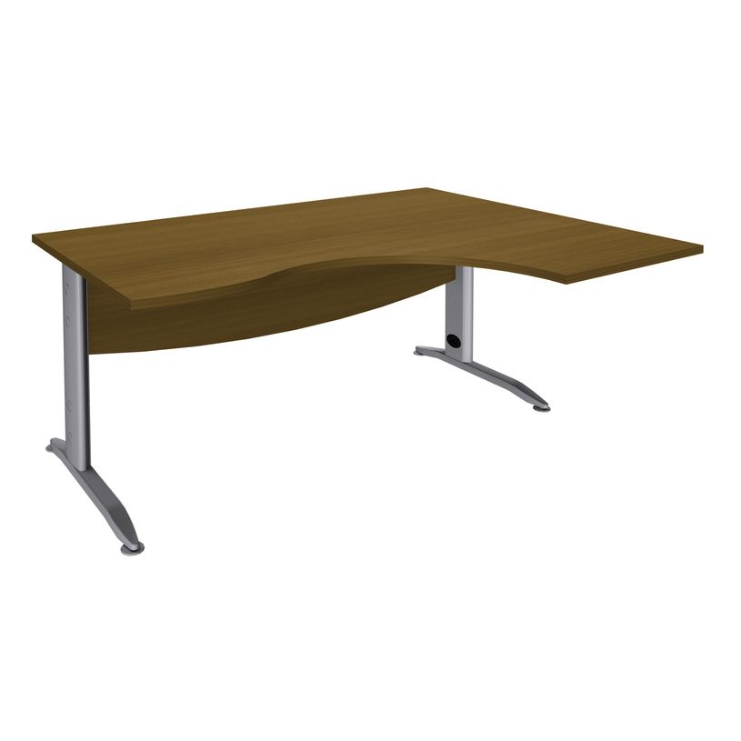 3253310286405-Bureau compact à droite IDRA - L180 cm - Pied alu - plateau imitation noyer (Pieds de renfort obligat-P_405152431_1-0