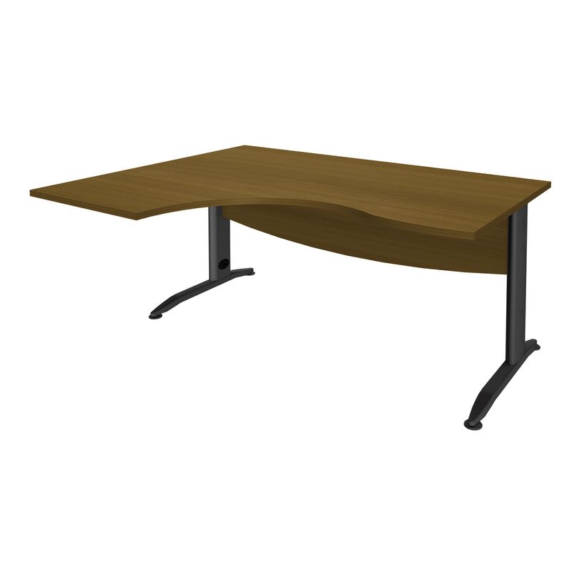 3253310313163-Bureau compact à gauche IDRA - L180 cm - Pied anthracite - plateau imitation noyer (Pieds de renfort obligat-P_405152438_1-0